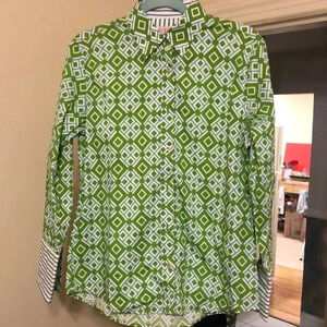 Tizzie blue/gree/white button down.  Size M